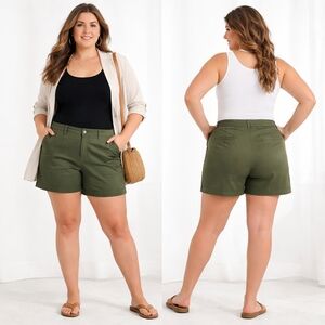 Old Navy Everyday Mid-Rise Shorts Size 18 Olive Green Casual Contemporary Summer